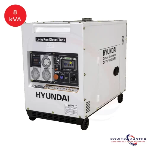 Hyundai 8kVA (DHY8700SE-LRS) Generator available at Power Master Generators Gold Coast